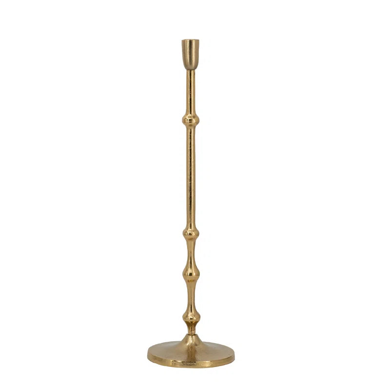 Slender Aluminum Taper Candle Holder with Bead Accents 5"Dia. x 23.5" Bronze