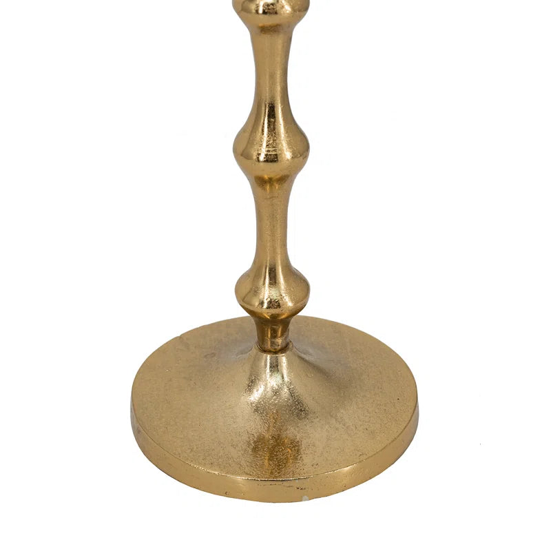 Slender Aluminum Taper Candle Holder with Bead Accents 5"Dia. x 23.5" Bronze