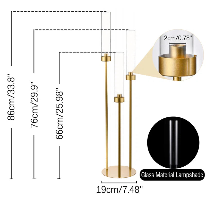 10pcs Metal Candlestick Holder With Acrylic Lampshade 34in Tall