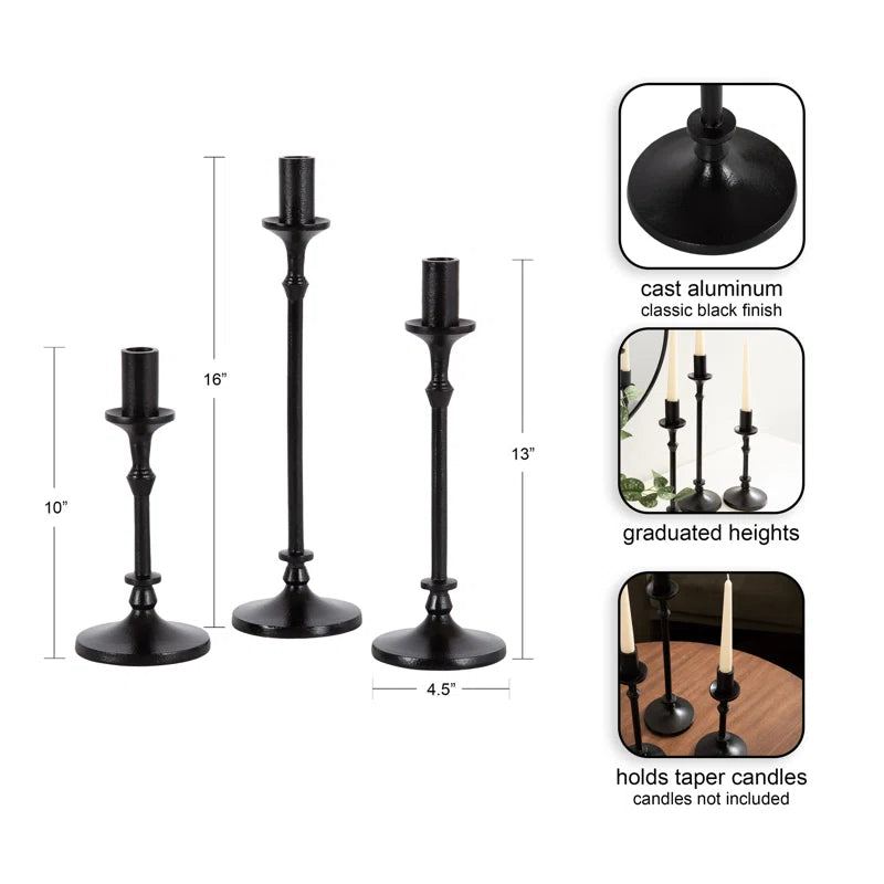 Three-Piece Candlestick Holder Set