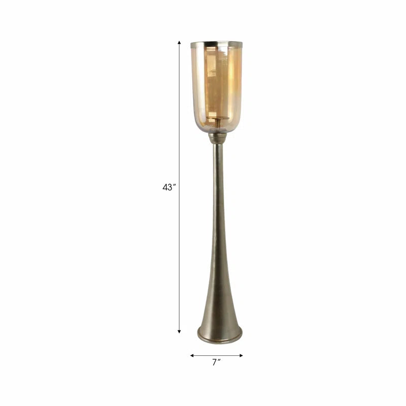 Striking Tall Candle Holder - Modern Metal and Glass Floor Candle Stand for Pillar Candles, Ideal for Dining Rooms, Centerpieces, and Home Accents