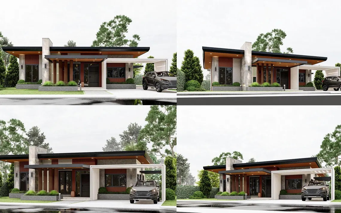Modern House plan Bungalow - 8.10meters x 12.10meters | House plan | Architectural Floor plan | Mosern house | House Blueprint | Dream house