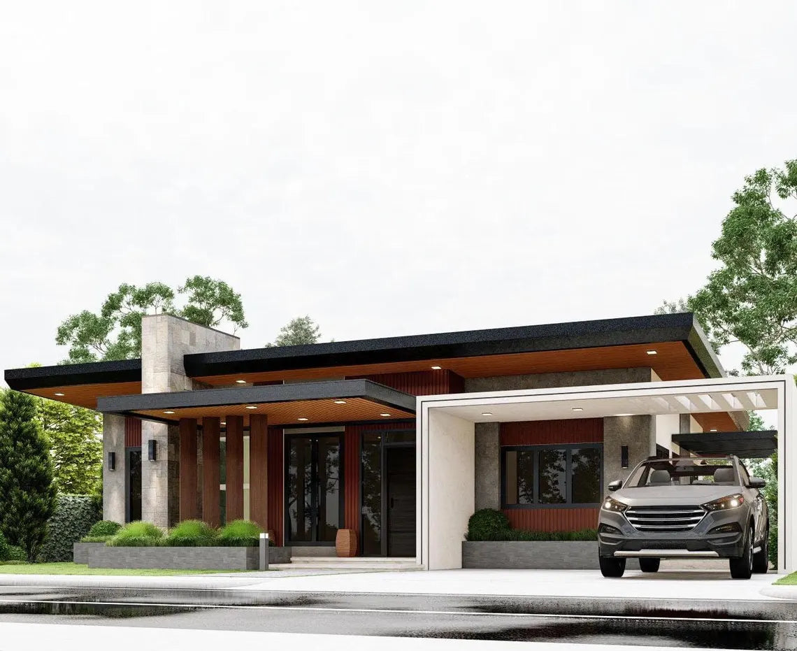 Modern House plan Bungalow - 8.10meters x 12.10meters | House plan | Architectural Floor plan | Mosern house | House Blueprint | Dream house